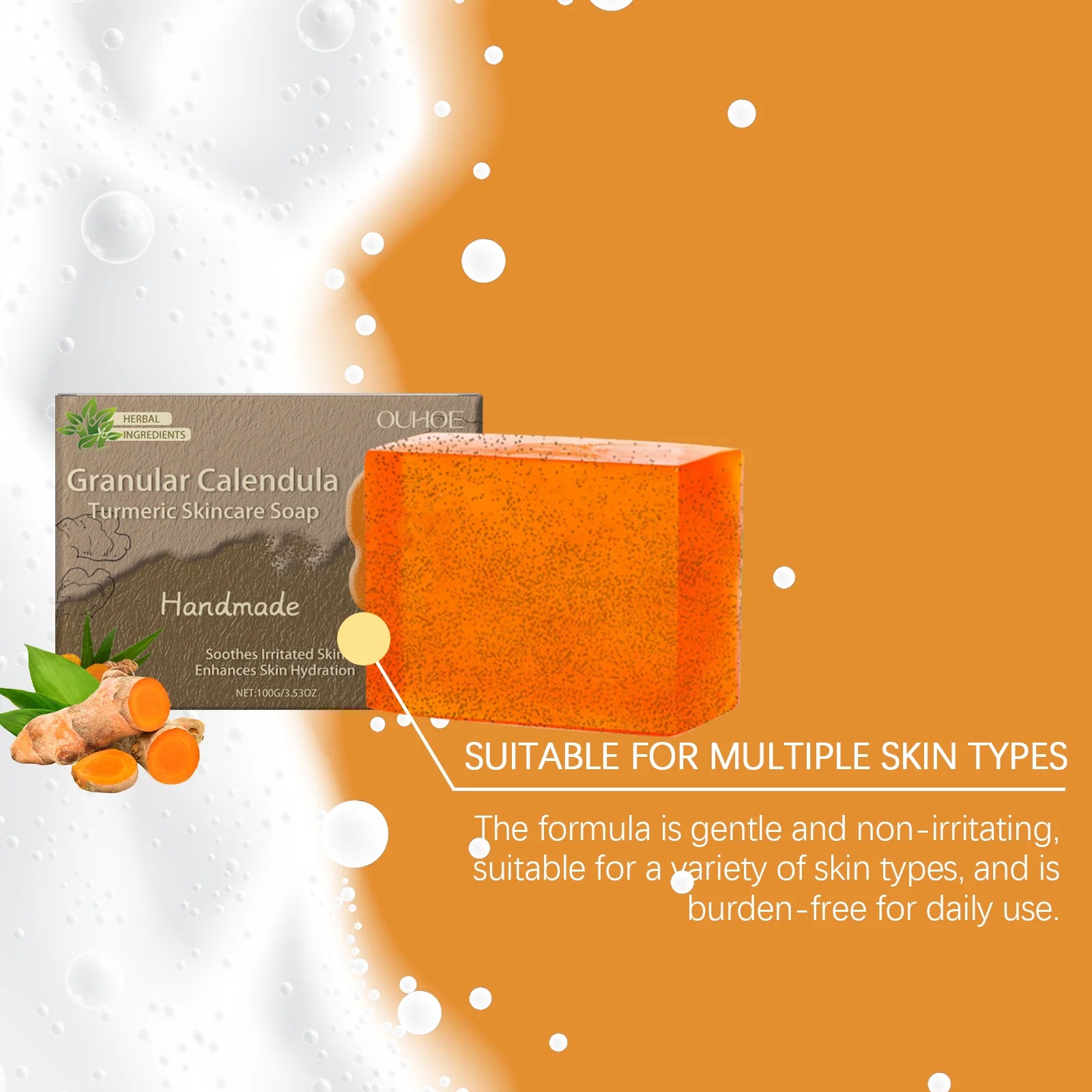 100G Calendula Bathing Soap Gentle Cleaning Pores Moisturizing Reduce Roughness Non-tight Smoothing Mild Handmade Body Soap Oasis Select