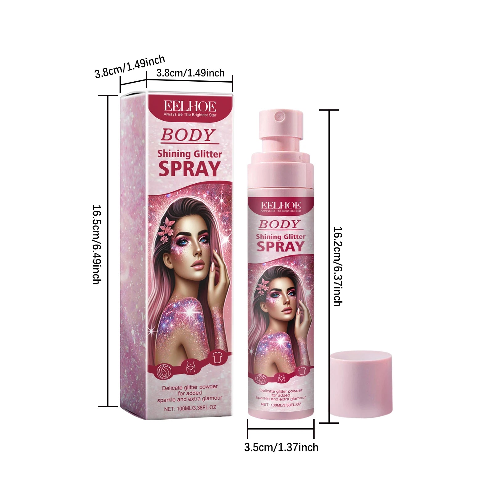 EELHOE Body Highlight Glitter Spray Temporary Hair Body Glitter Color Spray Shiny Makeup High Gloss Natural Body Shimmer Spray Oasis Select