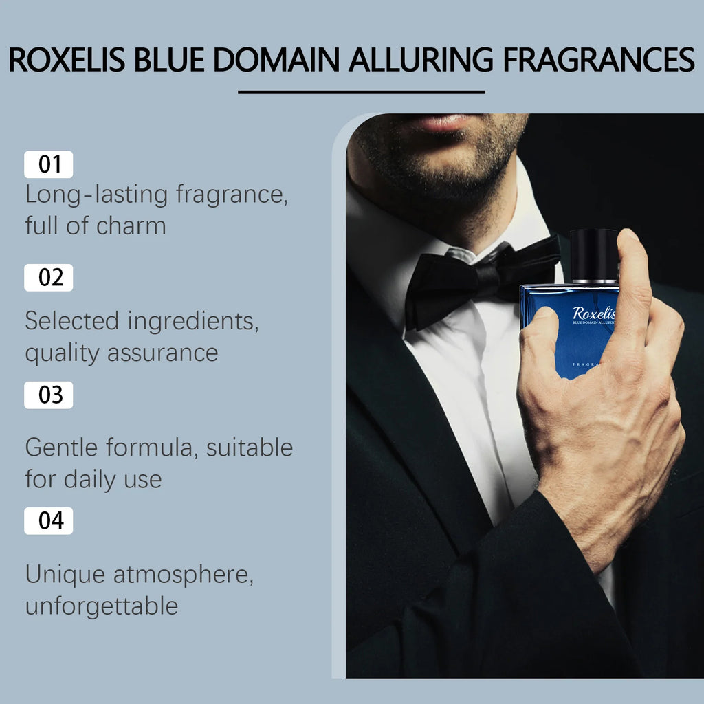 Roxelis Men Cologne Perfume Enhance Charm Elegant Aroma Flirting Romantic Dating Lasting Fresh Wood Scent Blue Domain Perfume Oasis Select