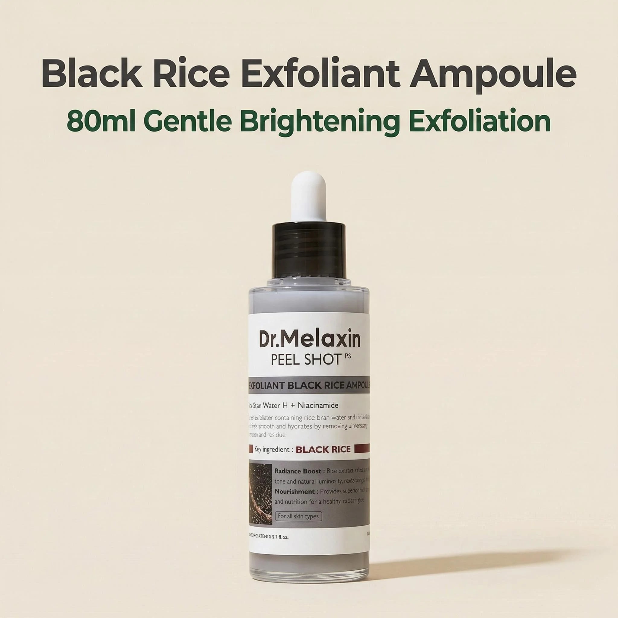 Black Rice Exfoliating Ampoule 80ml – AHA BHA & Niacinamide Exfoliating Face Serum Oasis Select