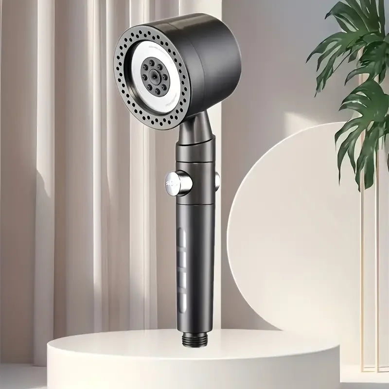 New High Pressure Water Saving Filter Shower Head 5 Modes Handheld Shower Head One Button Stop Bathroom Accessories Set Oasis Select Gray