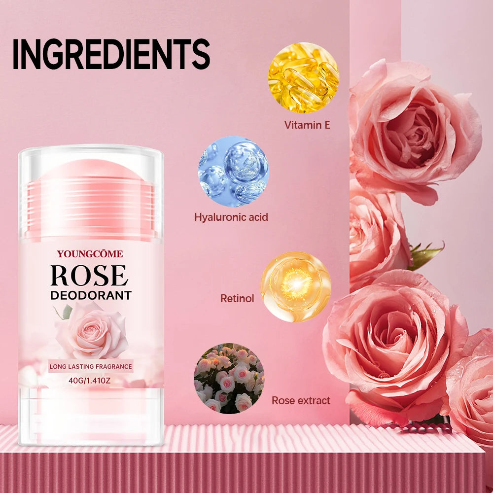 Pink Rose Essentials Deodorant Stick Long Lasting Fragrance Fragrance Oil Deodorant Cream Dating Aroma Perfume Cooling armpit Oasis Select