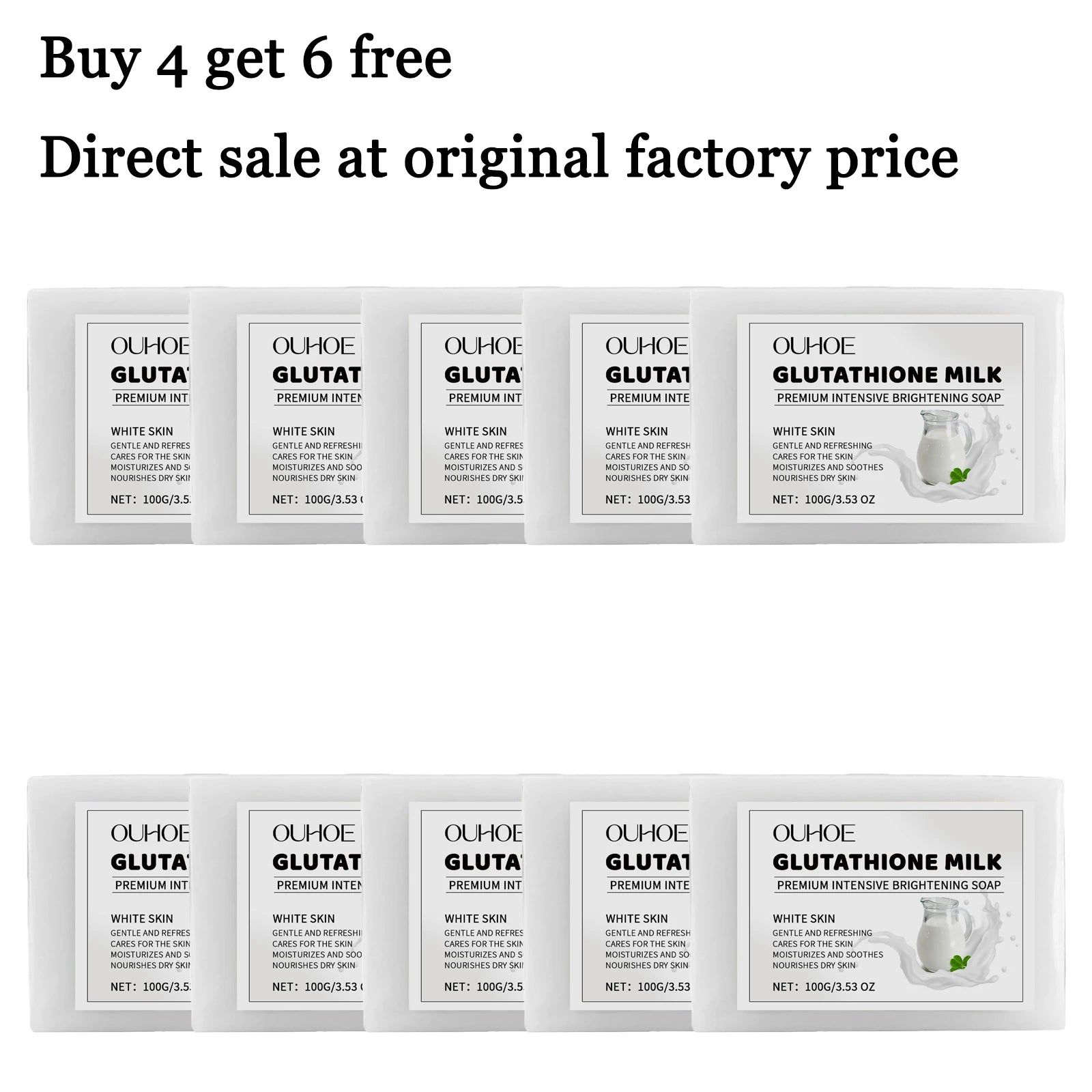 100G Glutahione Milk Body Soap Gentle Cleaning Pores Moisturizing Reduce Dryness Non-tight Enhance Smoothness Body Bathing Soap Oasis Select 10 pcs United States