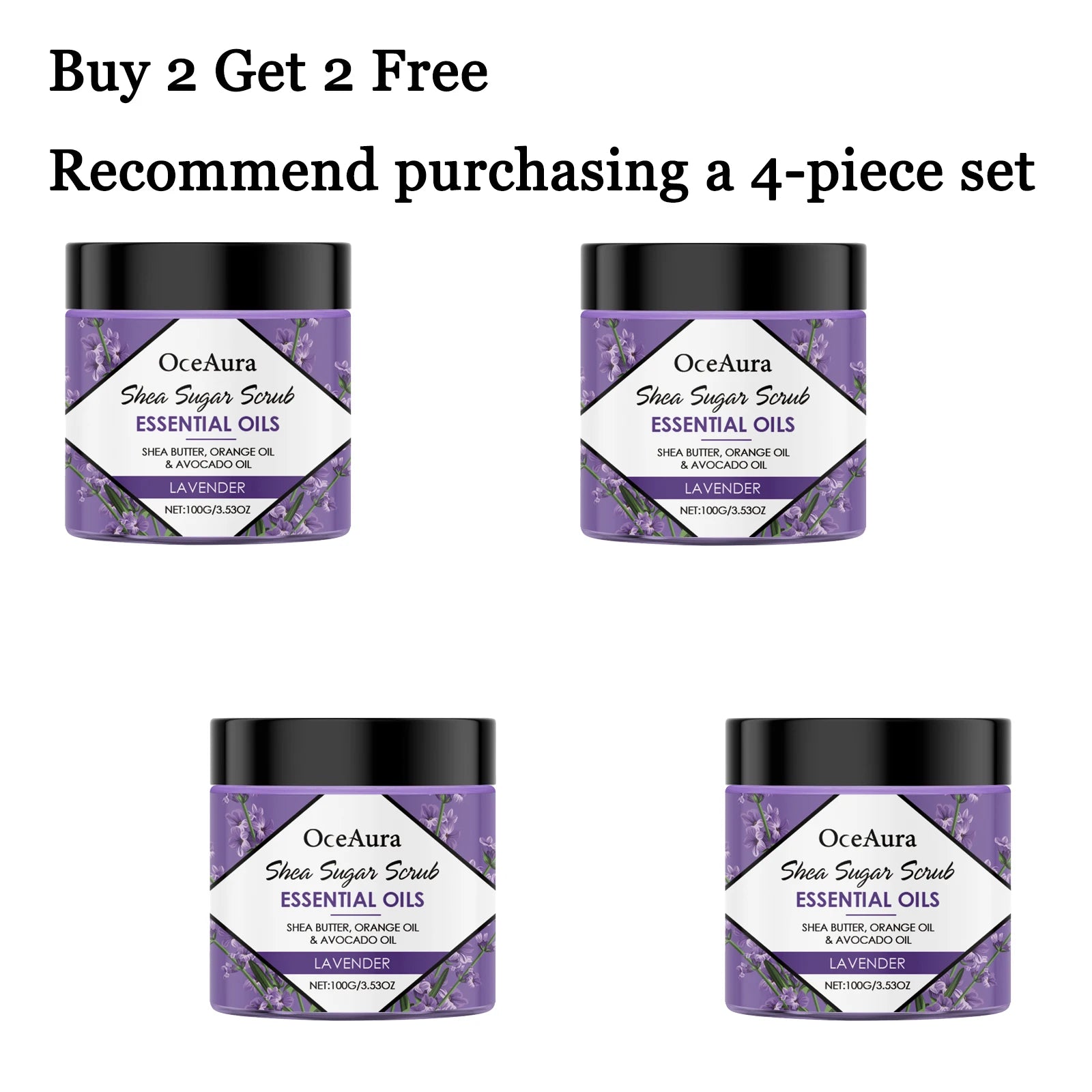 100G Lavender Body Scrub Gentle Exfoliating Skin Refreshing Moisturizing Enhance Smoothness Pore Shrink Daily Hydrating Scrub Oasis Select 4 pcs United States