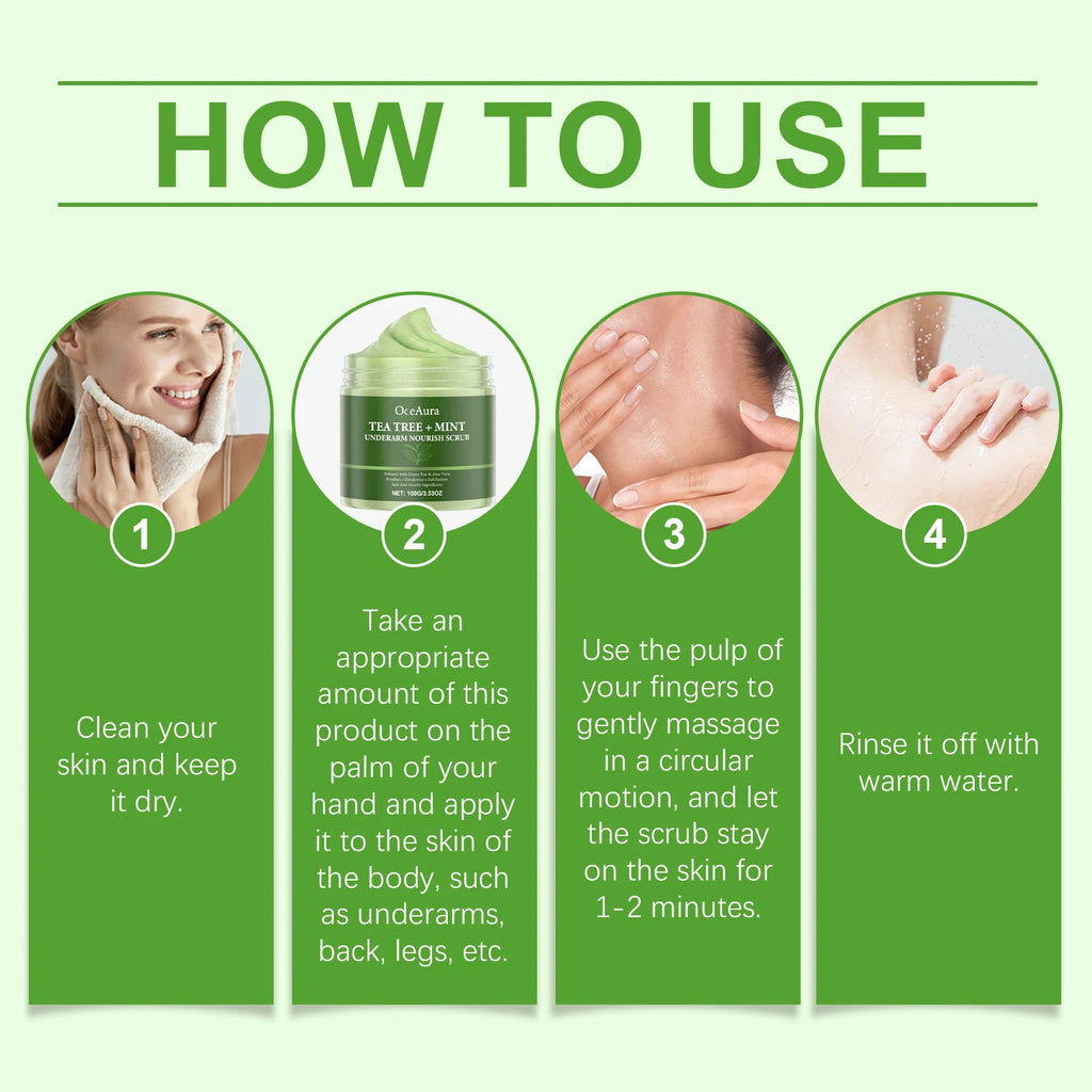 100G Tea Tree Body Scrub Cream Deep Cleaning Remove Dead Skin Enhance Smoothness Moisturizing Refreshing Body Exfoliating Cream Oasis Select