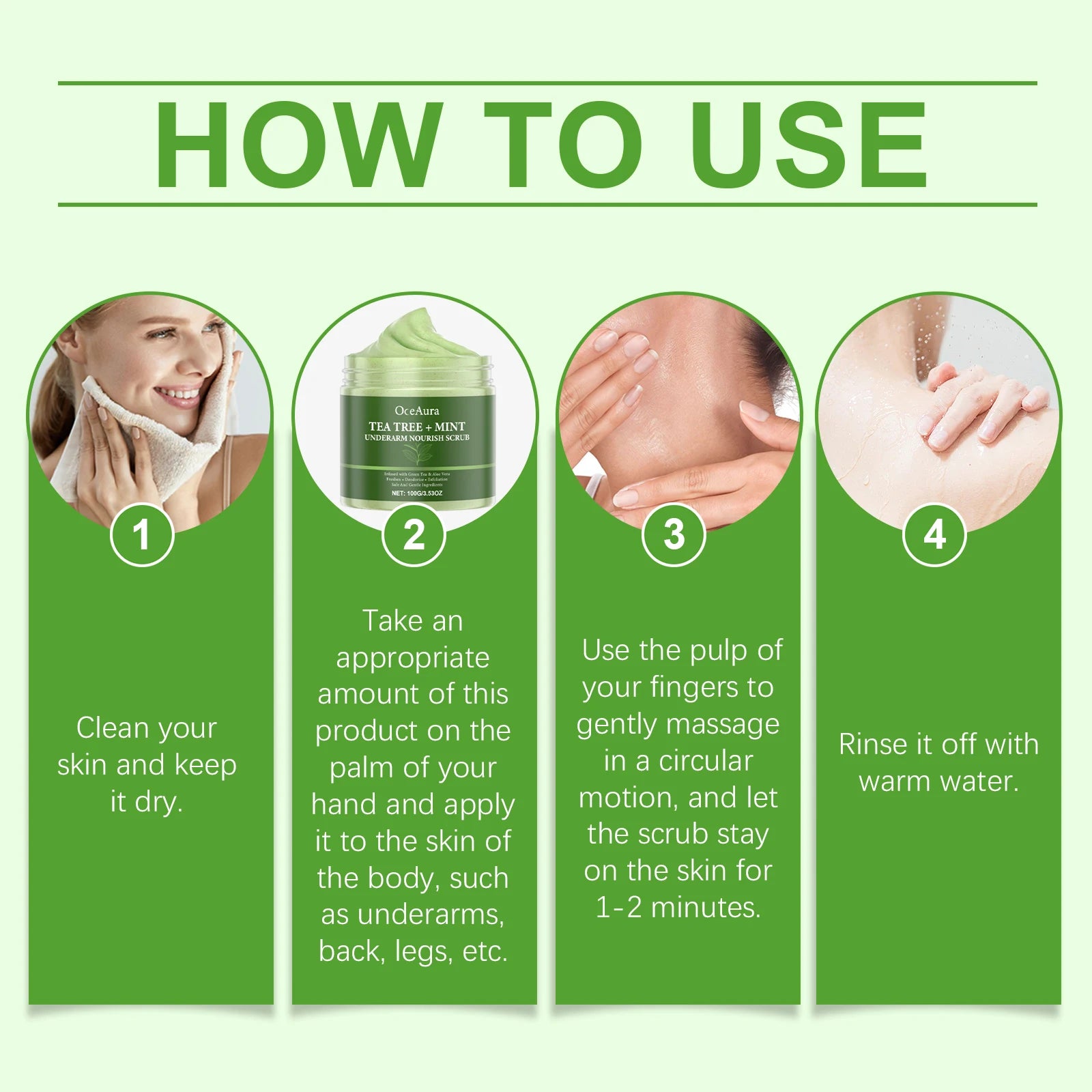 100G Tea Tree Body Scrub Cream Deep Cleaning Remove Dead Skin Enhance Smoothness Moisturizing Refreshing Body Exfoliating Cream Oasis Select