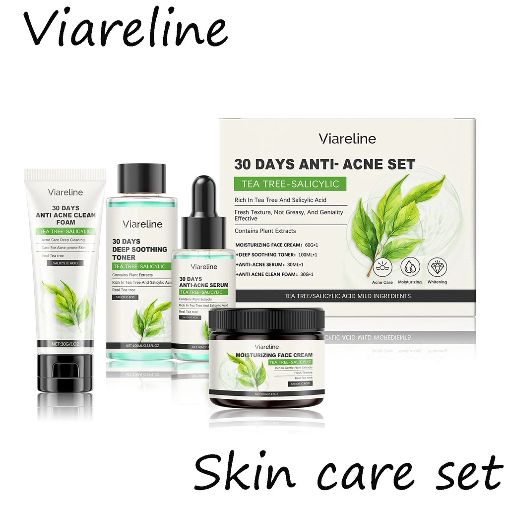 Viareline Salicylic Acid Skin Care Set Daily Moisturizing Enhance Smoothness Gentle Acne Treatment Non-greasy Skin Care Set Oasis Select