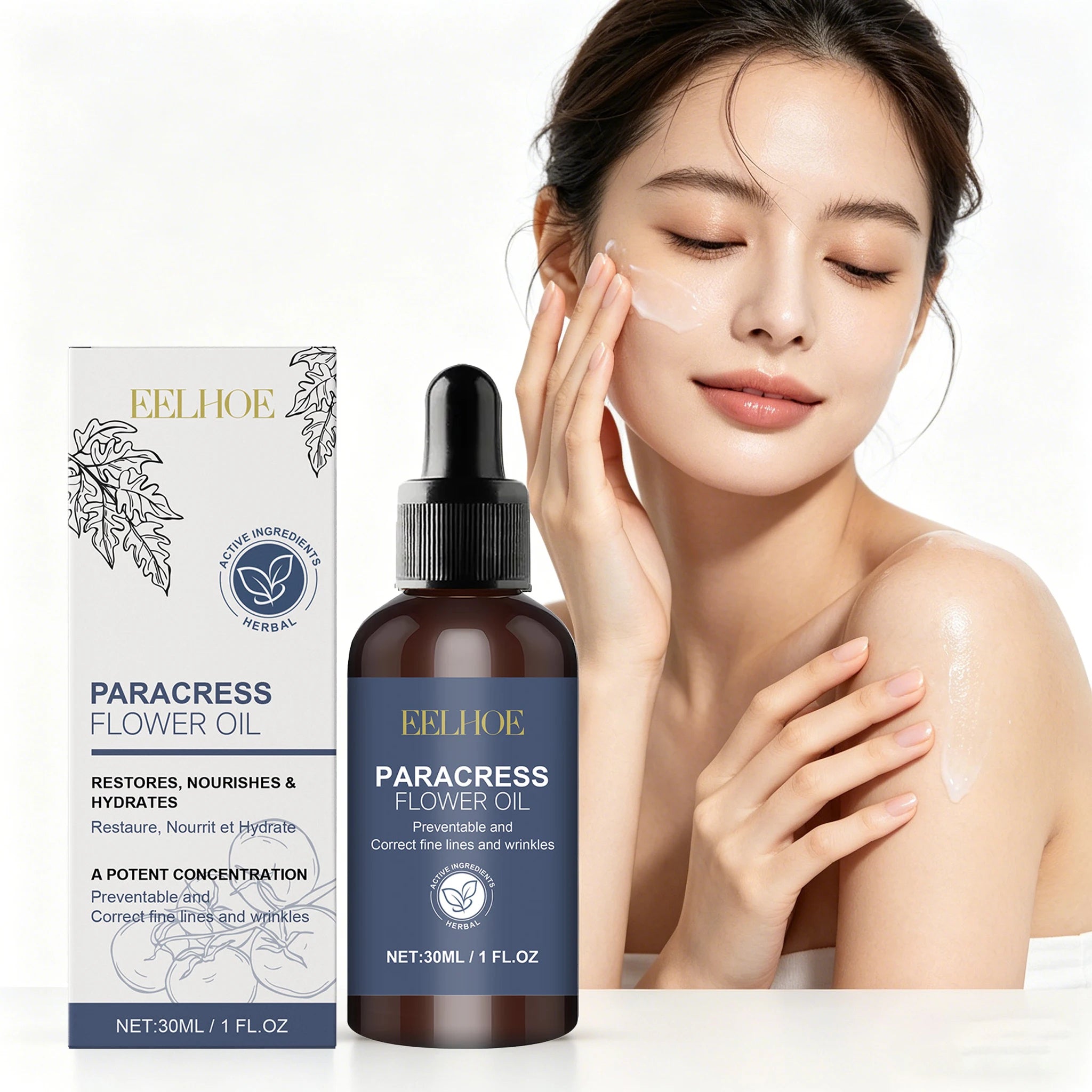 30ML Herbal Face Serum Deep Hydrating Fade Fine Lines Enhance Skin Elasticity Firming Improve Smoothness Skin Oil for Daily Oasis Select
