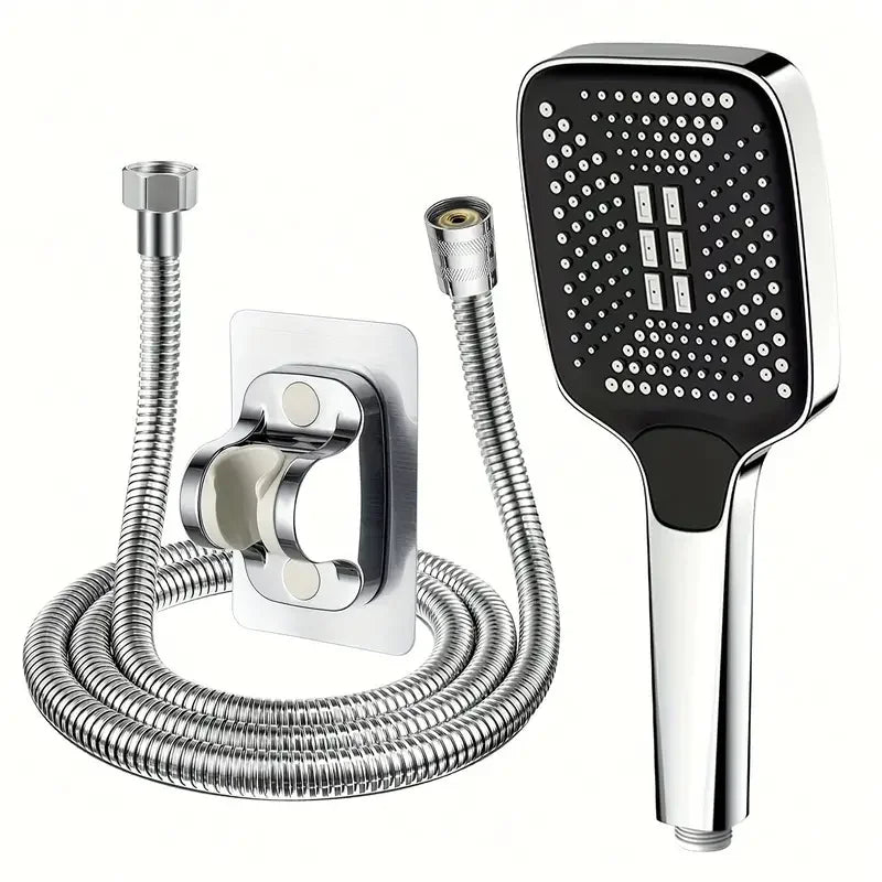 Square High-Pressure Handheld Shower Head – 3 Spray Modes