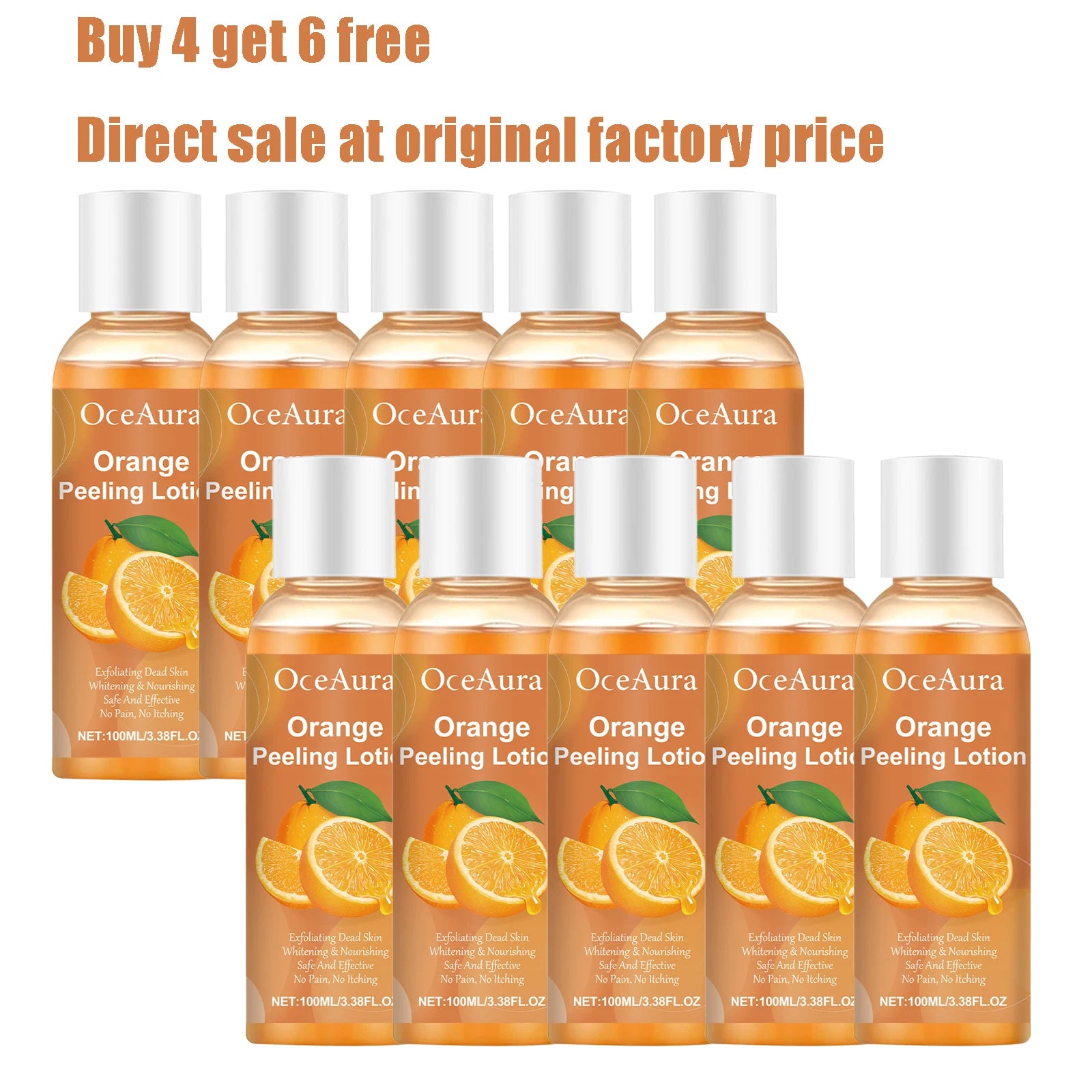 100ML Orange Exfoliating Essential Oil Gentle Dead Skin Remover Hydrating Massage Oil Smoothing Soften Brightening Body Care Oasis Select 10 pcs United States
