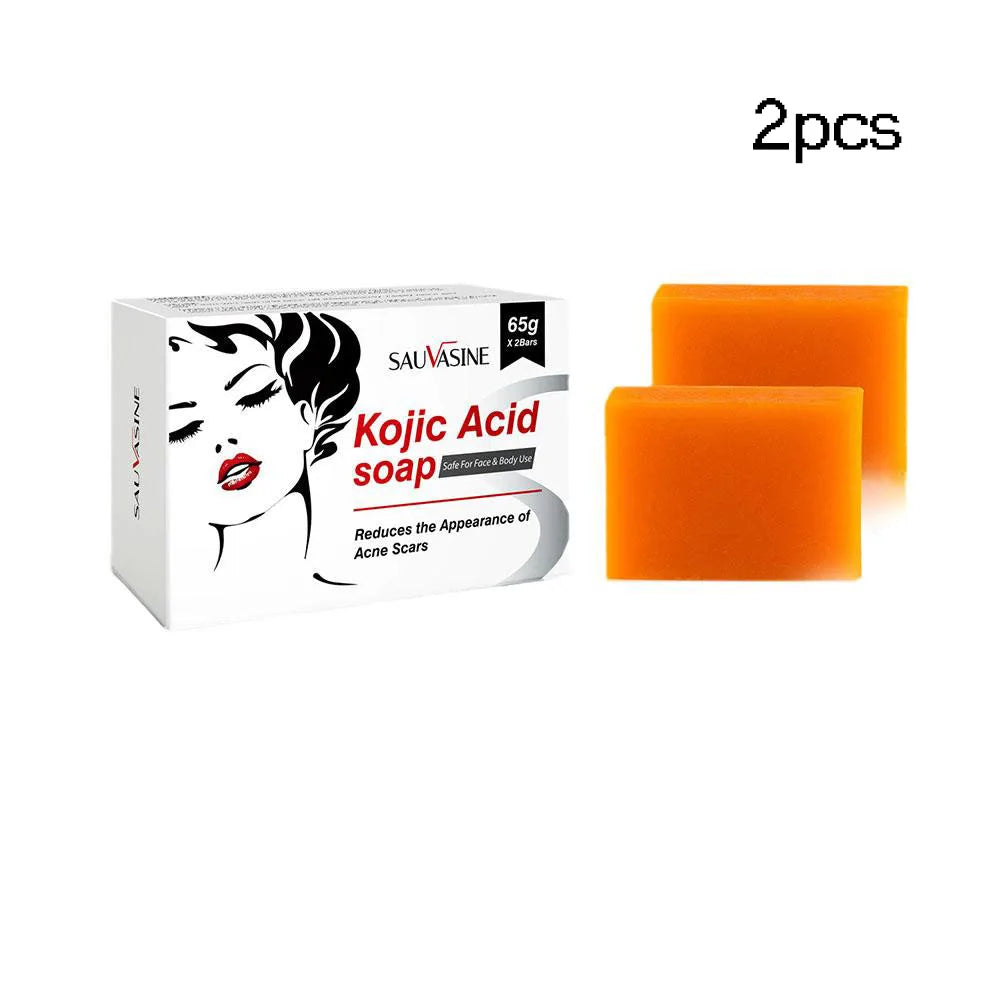 1/2PCs Kojic Acid Soap Body Facial Deep Cleaning Acne Blackhead Dark Spot Remover Soap Bars Oil Control Skin Brightening Soap Oasis Select 65g X 2