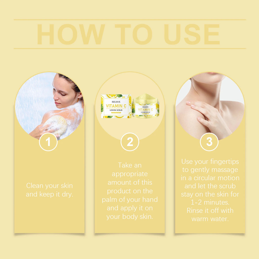 100G Vitamin C Body Scrub Gentle Cleaning Pore Improve Smoothness Nourishing Non-tight Glowing Softening Body Scrub Cream Oasis Select