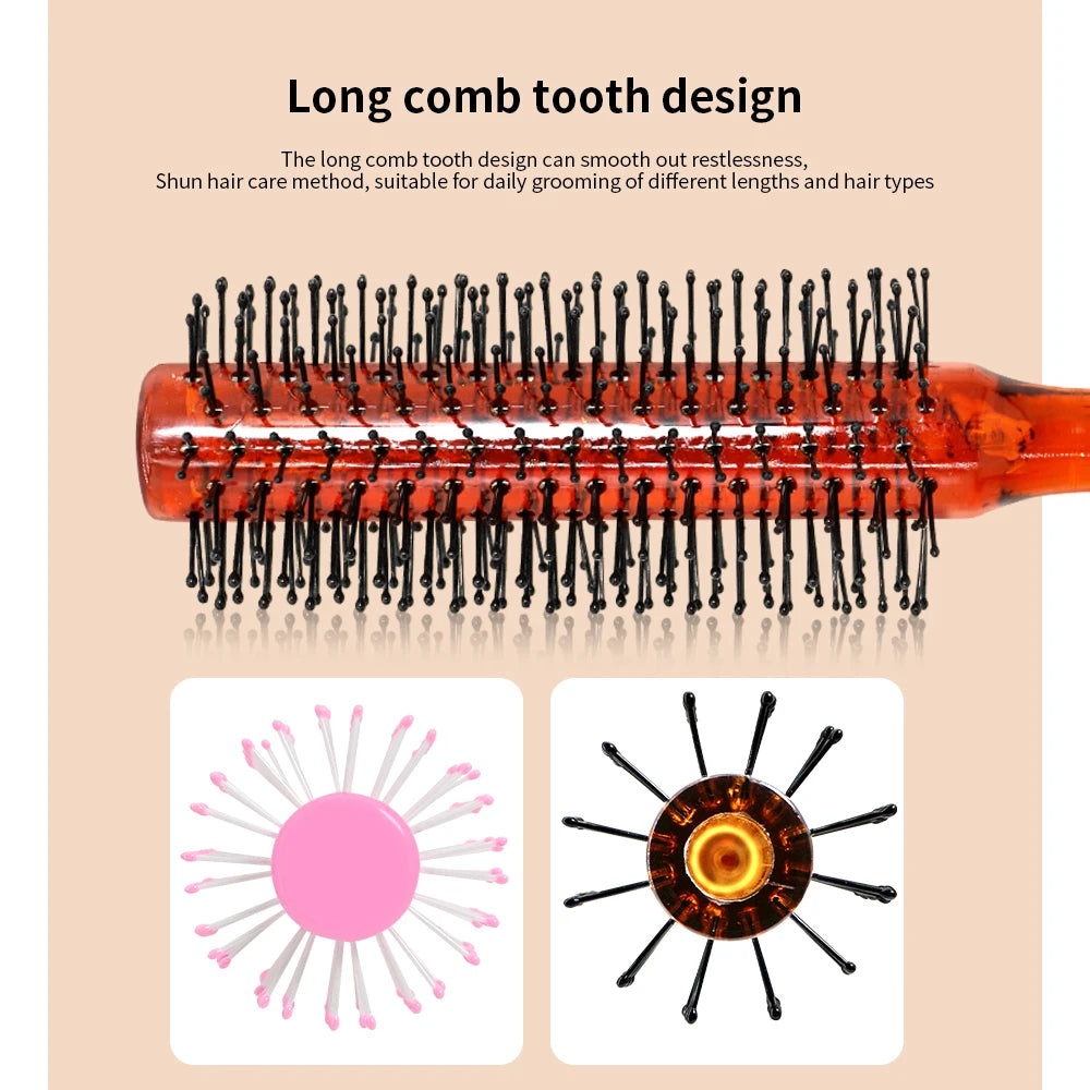 Plastic Handle Soft Bristles Round Brush Anti-Static Comb Massager Hairbrush Dressing Professional Salon Barber Comb Stying Tool Oasis Select