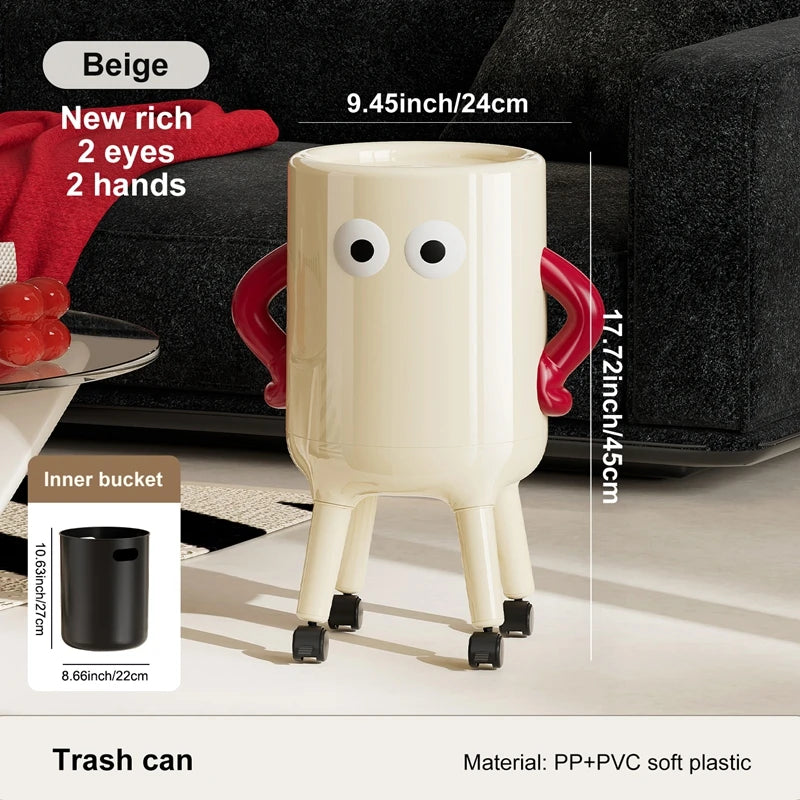 Trash can, large-capacity lidded wastebasket, featuring a figure with hands on hips, ideal for home decor, kitchen trash can, ba Oasis Select WHITE