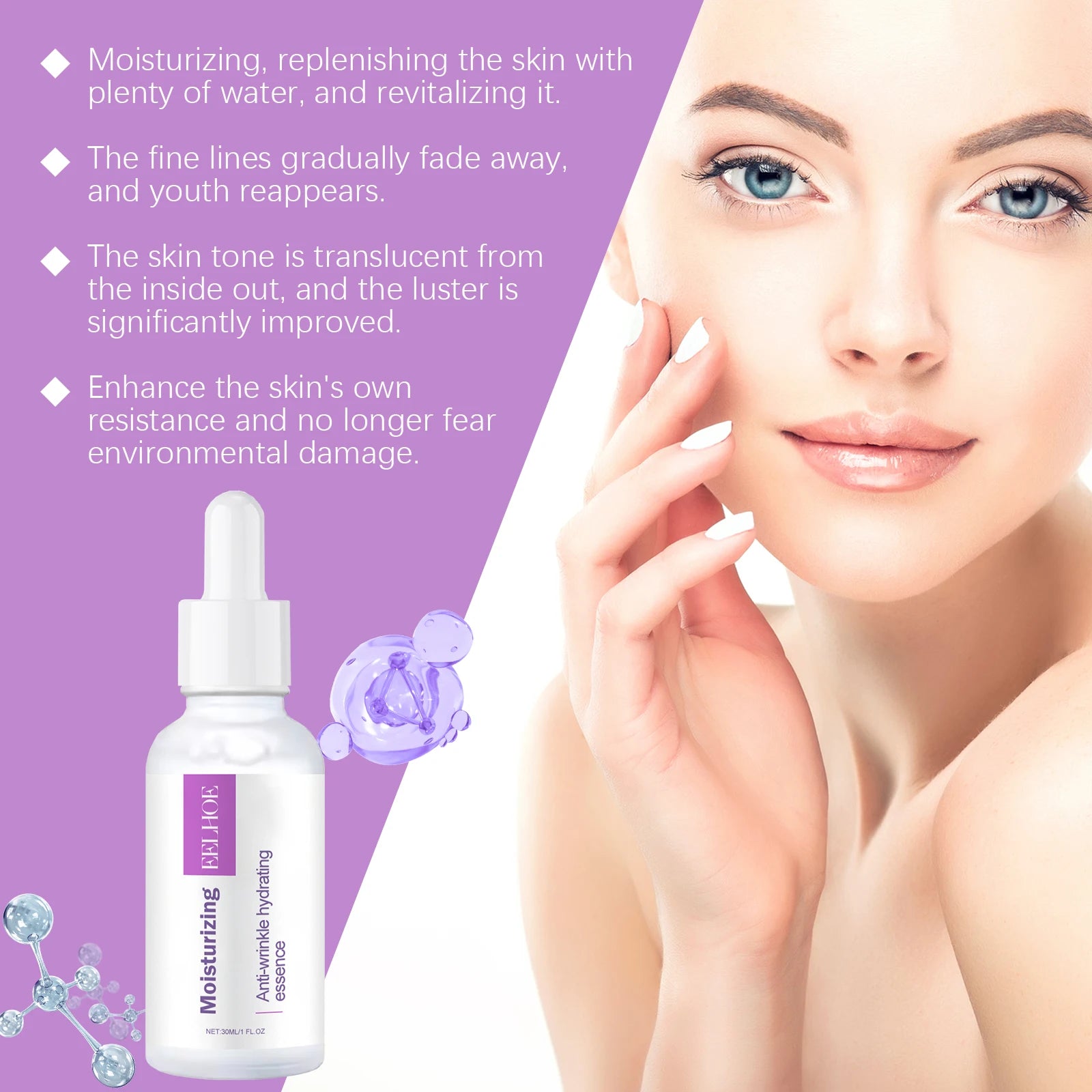 30ML Face Hydrating Serum Deep Moisturizing Improve Roughness Smoothing Repairing Damaged Skin Fade Fine Lines Improve Skin Elasticity Face Serum for All Skin Types Oasis Select