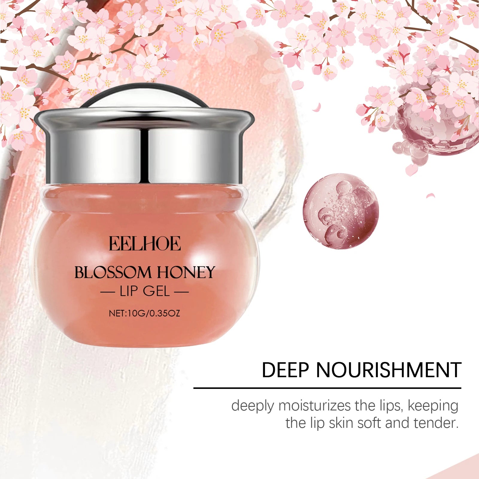 10G Blossom Honey Lip Gel Deep Moisturizing Enhance Smoothness Enhance Gloss Nourishing Skin Improve Skin Texture Boosts Skin Elasticity Lip Balm Oasis Select