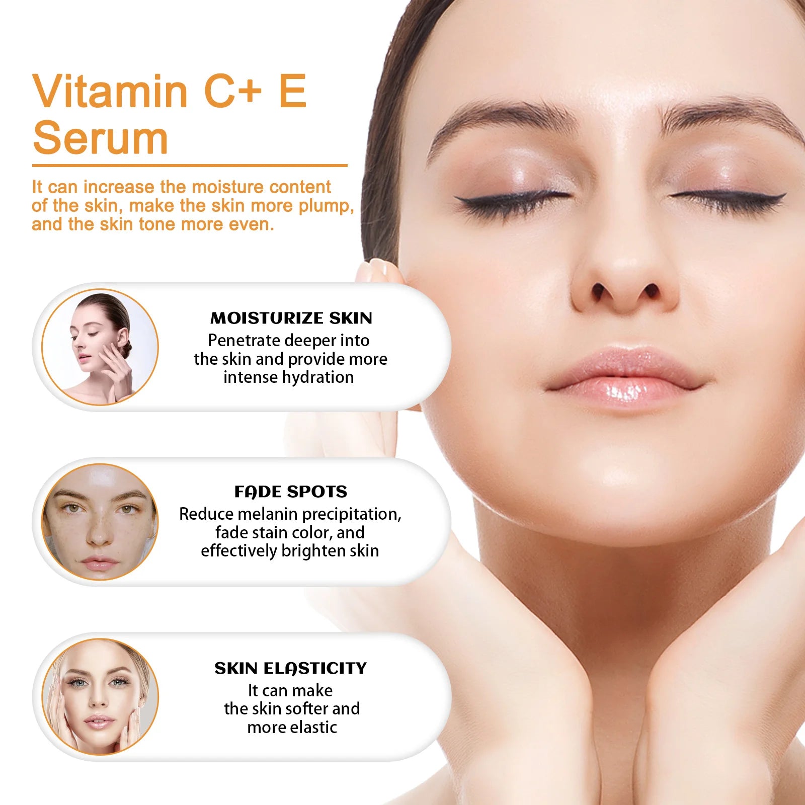30ML Vitamin C+E Serum Deep Moisturizing Repairing Dryness Enhance Smoothness Glowing Improve Skin Texture Boosts Skin Elasticity Non-sticky Face Serum for All Skin Types Oasis Select