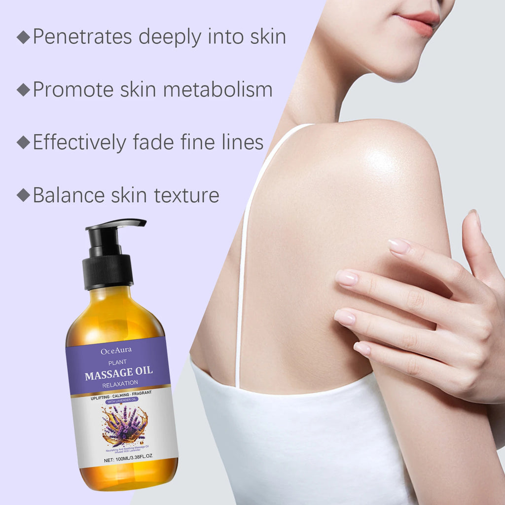 100ML Lavender Essence Oil Deep Moisturizing Body Massage Soothing Discomfort Enhance Skin Elasticity Reduce Soreness Body Oil Oasis Select
