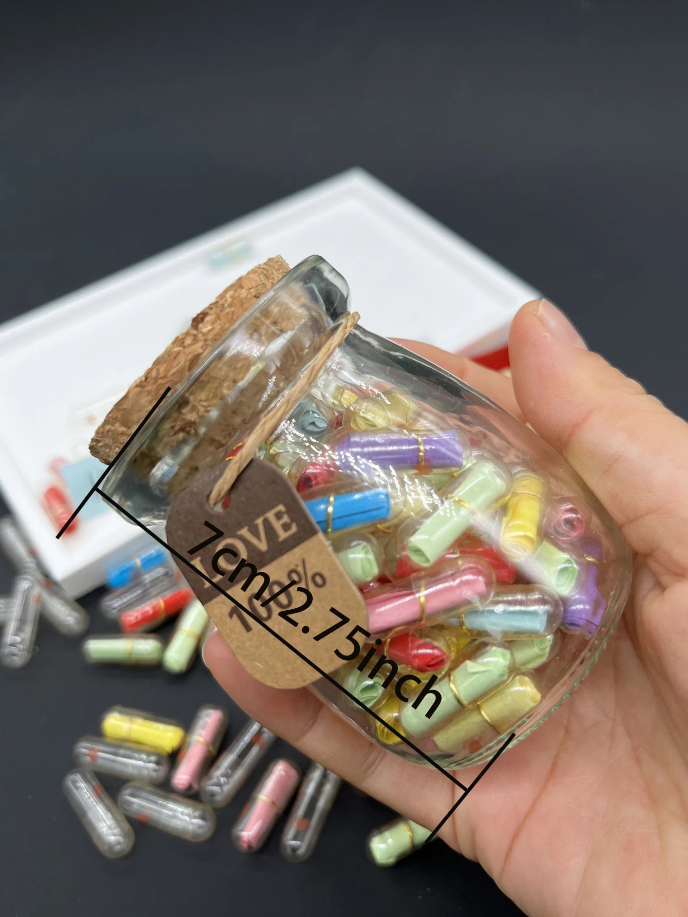 50pcs/Bottle Message Capsule Love Pills Rolled Paper Blank Notes Clear Wishing Bottle Capsule Pills Party Favorite Birthday Oasis Select color 3