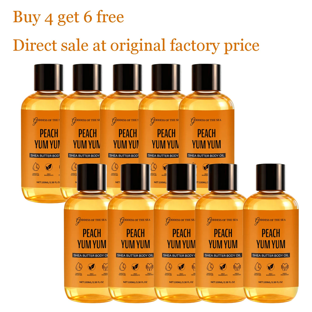 100ML Peach Shea Butter Body Oil Deep Moisturizing & Nourishing Enhance Skin Elasticity Lightweight Fast Absorbing Essence Oil Oasis Select 10 pcs Other United States