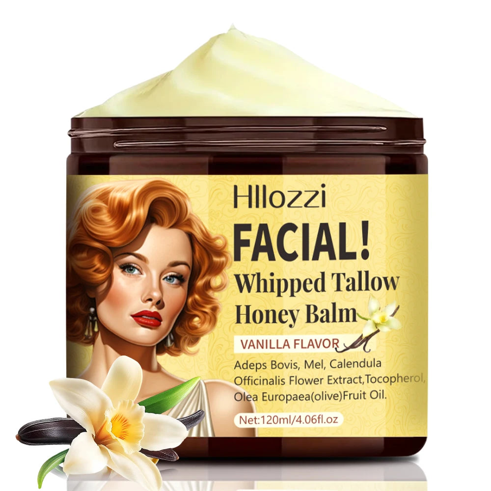 Whipped Tallow Cream, Moisturizing Face and Body Lotion, Skin Care, Lip Balm, Moisturizing, Oasis Select vanilla 120ml