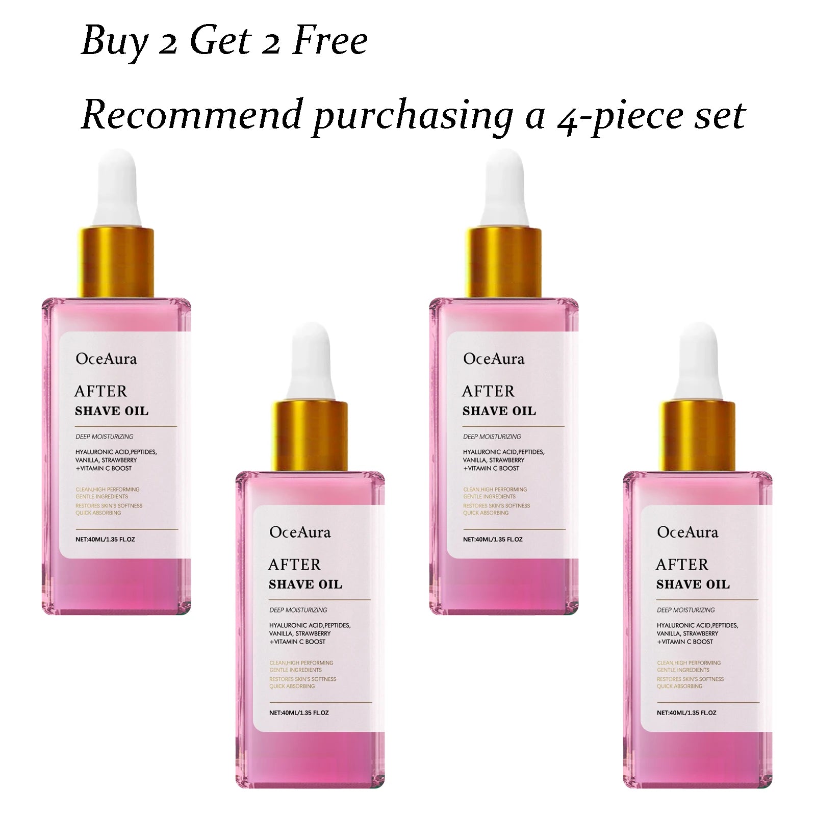 40ML Strawberry After-shaving Essence Oil Deep Moisturizing Non-greasy Smoothing Relief Discomfort Skin Protection Daily Care Oasis Select 4 pcs Other United States