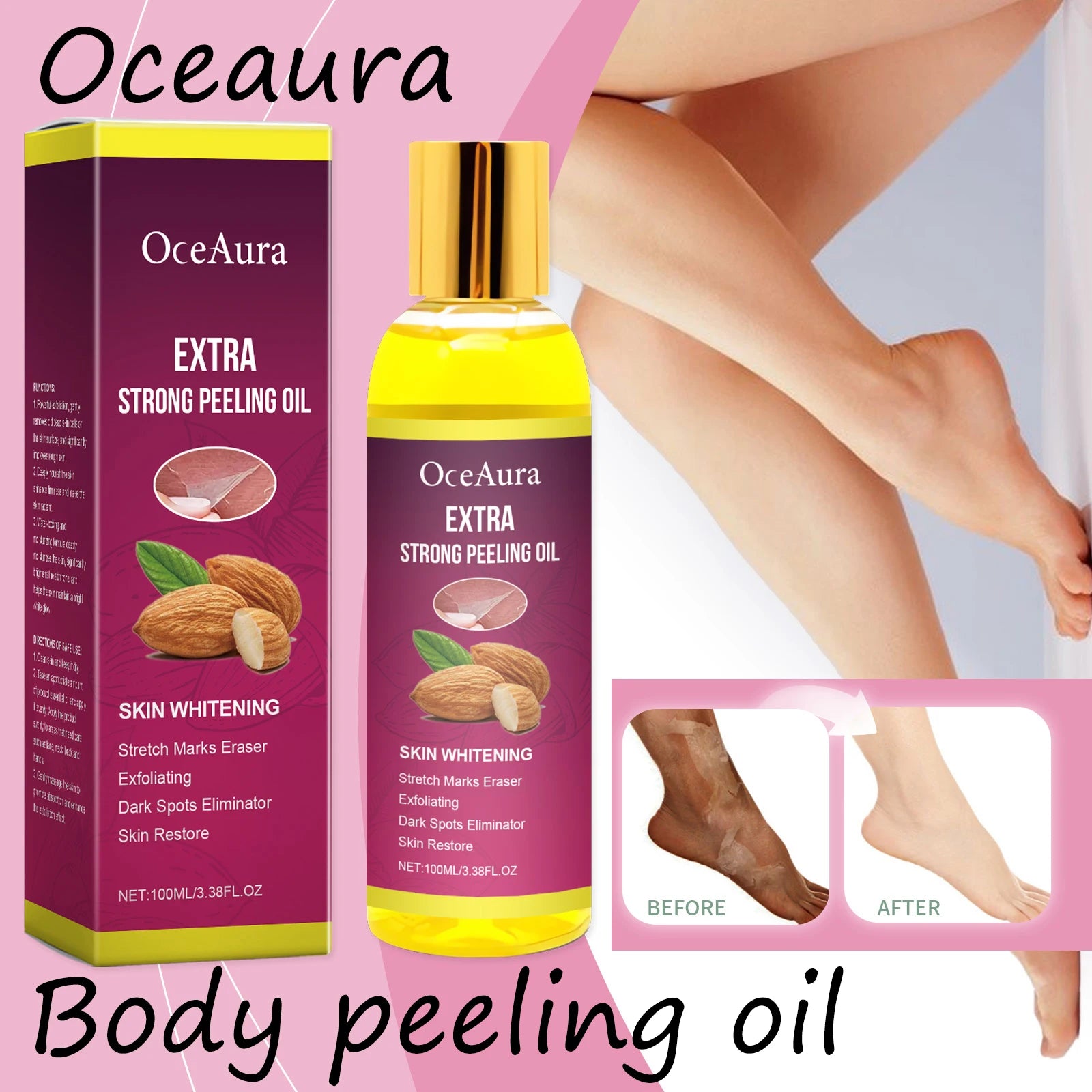 Oceaura Body Exfoliating Oil Gentle Cleaning Dead Skin Moisturizing Enhance Skin Luster Remove Dark Spots Body Peeling Oil Oasis Select