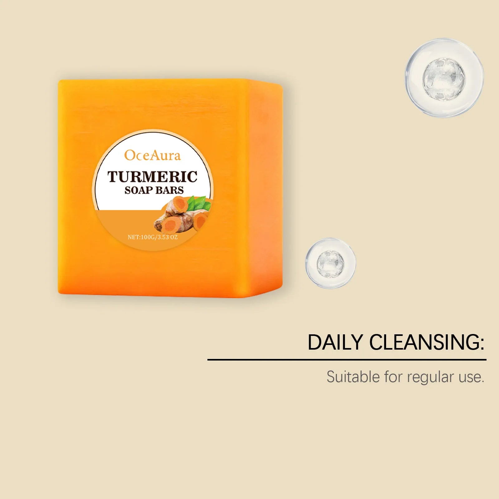 100G Turmeric Body Cleaning Soap Gentle Remove Dead Skin Deep Moisturizing Oil Control Improve Smoothness Softening Body Soap Oasis Select