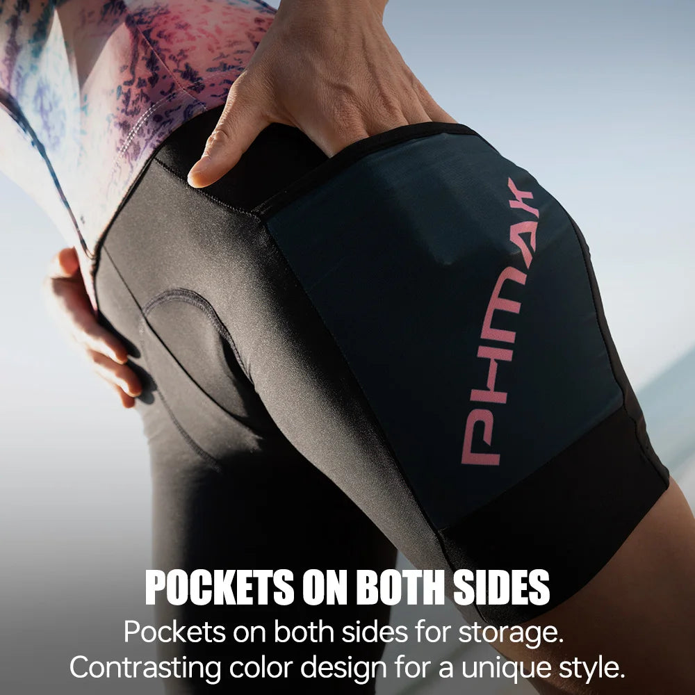 PHMAX Women's Cycling Bib Shorts 5D Silicone Pad Shockproof MTB Road Bike Shorts Breathable Quick Dry Summer Bicycle bib Oasis Select