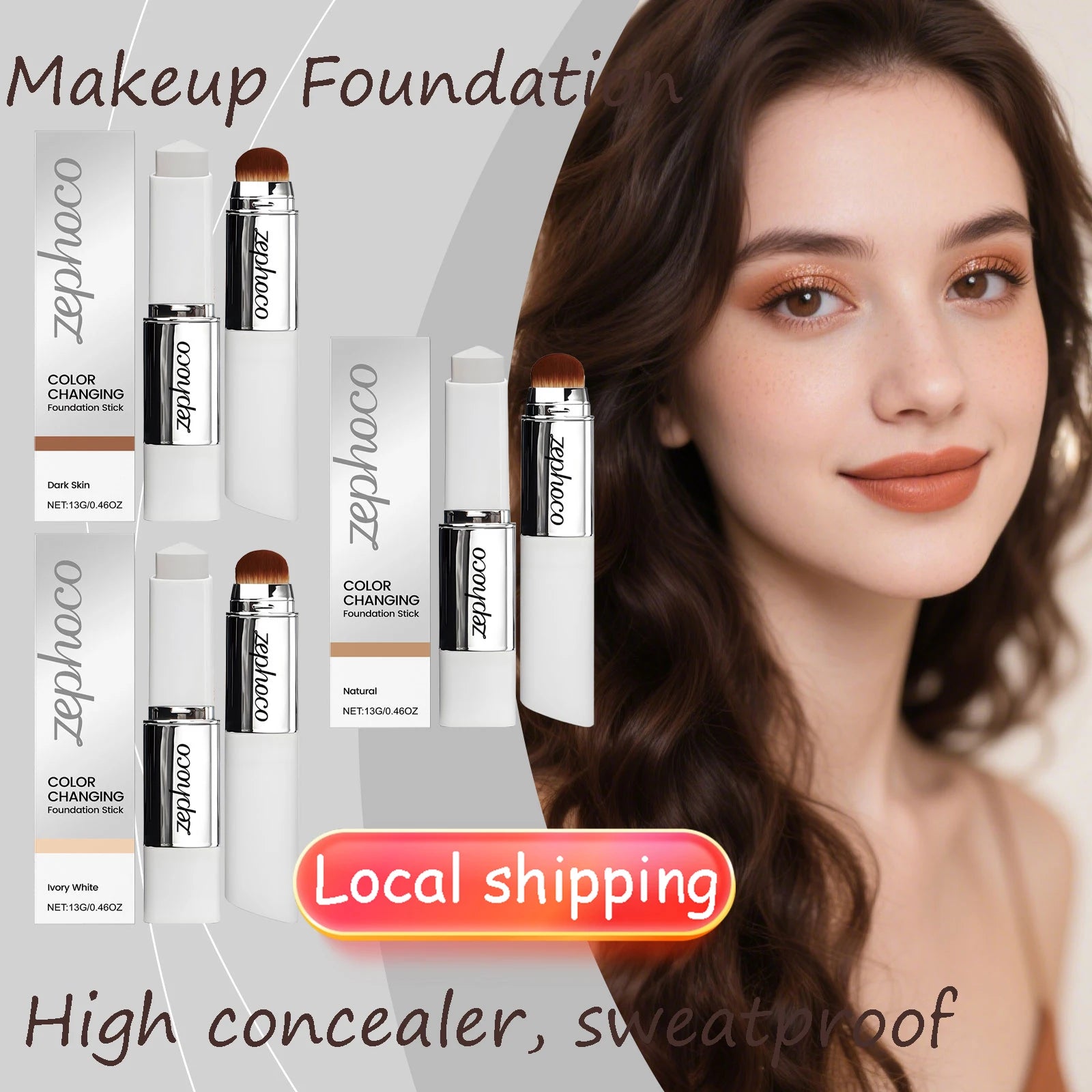 2-in-1 Color Changing Makeup Foundation Stick Moisturizing Brightening Matte High Concealer Lightweight Long Lasting Base Makeup Oasis Select