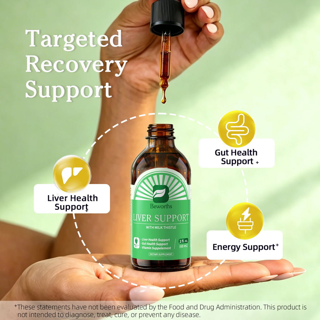 BEWORTHS Liver Health Support Drops with Milk Thistle，NAC and L-Glutamine Relieve Stomach Discomfort Gentle Stomach GMO FREF Oasis Select