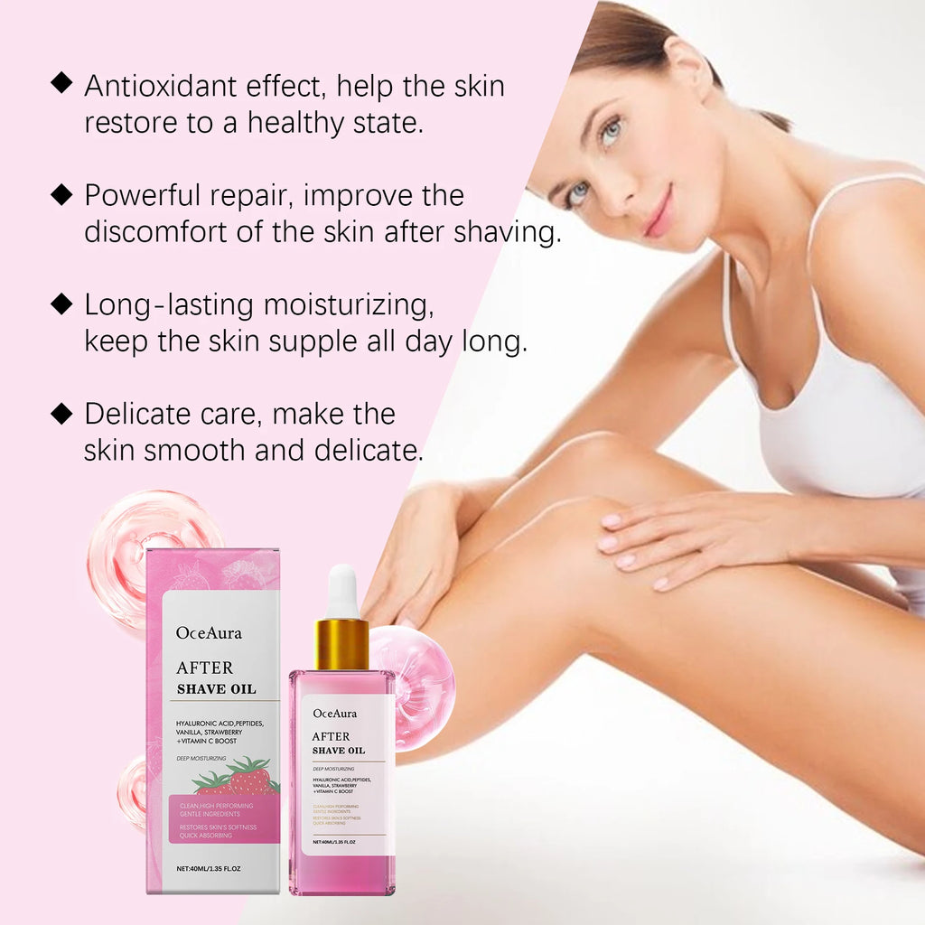 40ML Strawberry After-shaving Essence Oil Deep Moisturizing Non-greasy Smoothing Relief Discomfort Skin Protection Daily Care Oasis Select