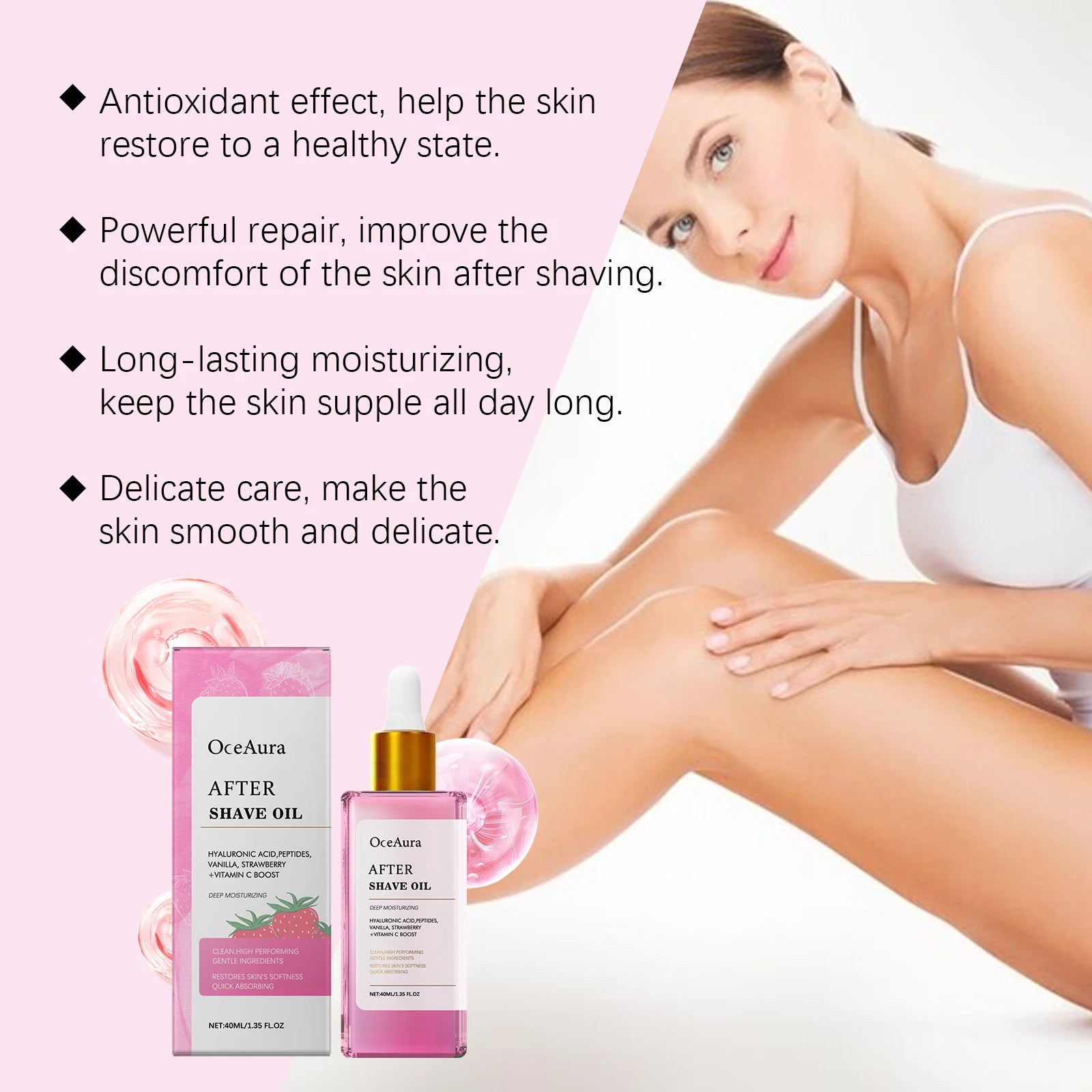 40ML Strawberry After-shaving Essence Oil Deep Moisturizing Non-greasy Smoothing Relief Discomfort Skin Protection Daily Care Oasis Select