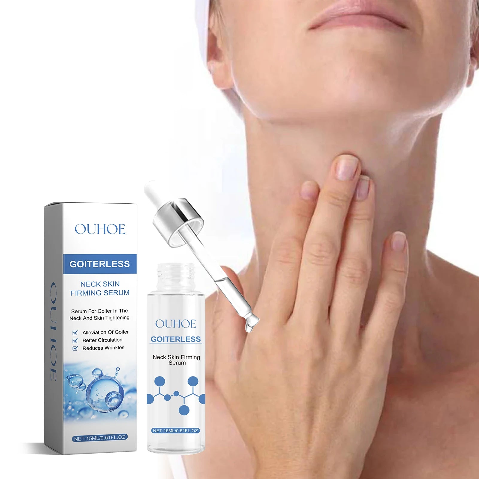 15ML Neck Skin Care Serum Deep Hydrating Fade Fine Lines Firming Enhance Skin Elasticity Lifting Tightening Improve Roughness Glowing Neck Serum Oasis Select