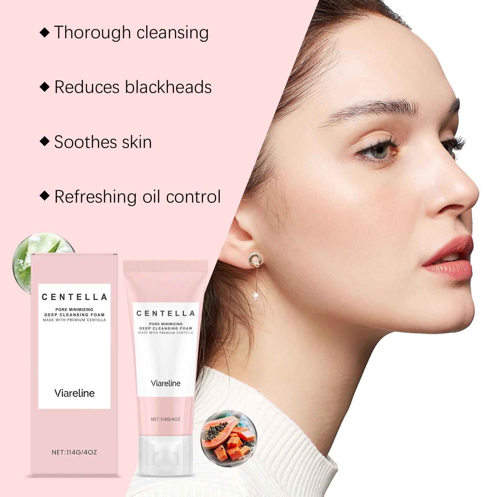 114g Centella Facial Cleaner Deep Cleaning Pore Dirts Moisturizing Soothing Redness No-Tight Smoothing Daily Face Cleaner Gel Oasis Select