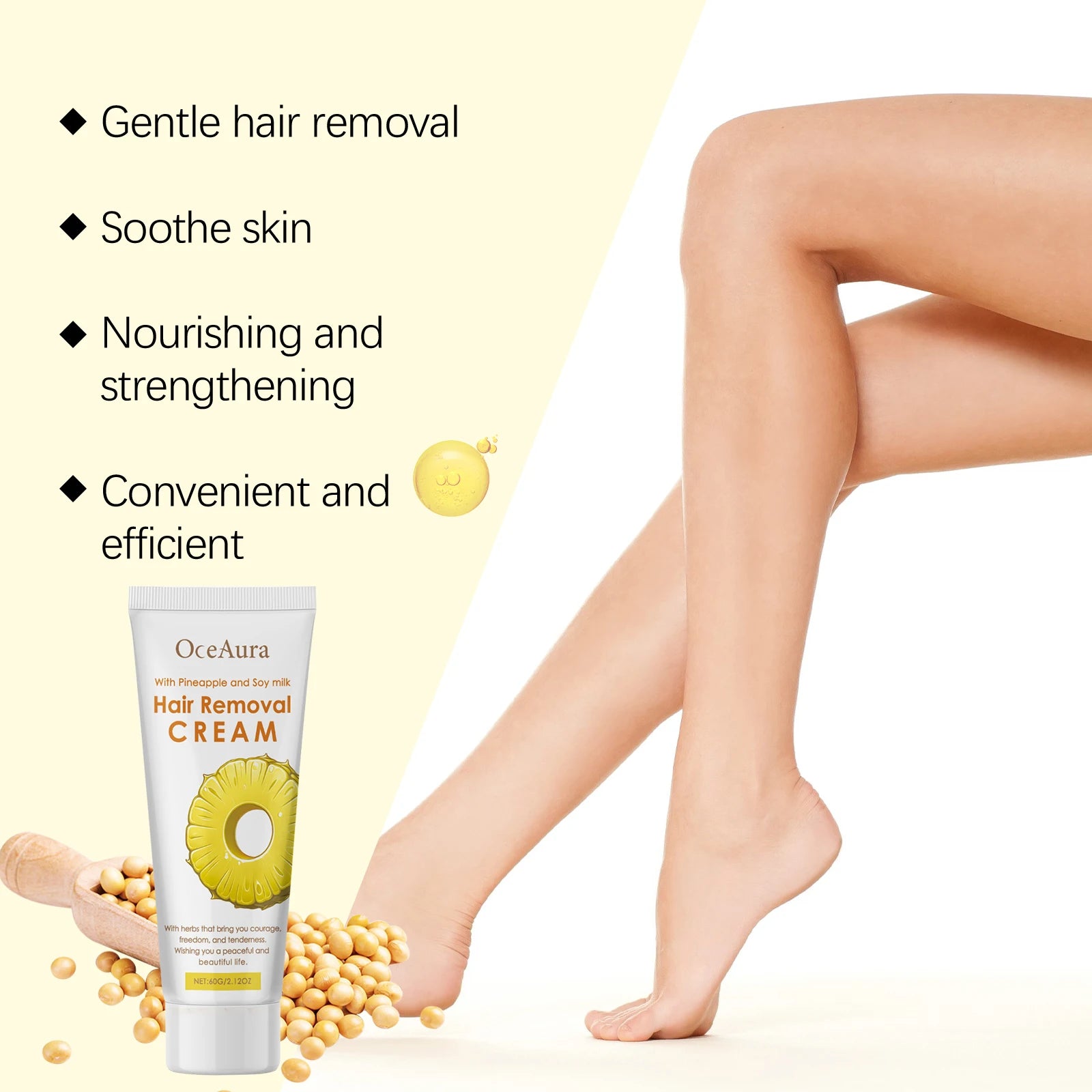 Oceaura Natural Hair Removal Cream Gentle Remove Whole Body Hair Non-irritating Pore Shrink Improve Skin Texture Hair Remove Gel Oasis Select