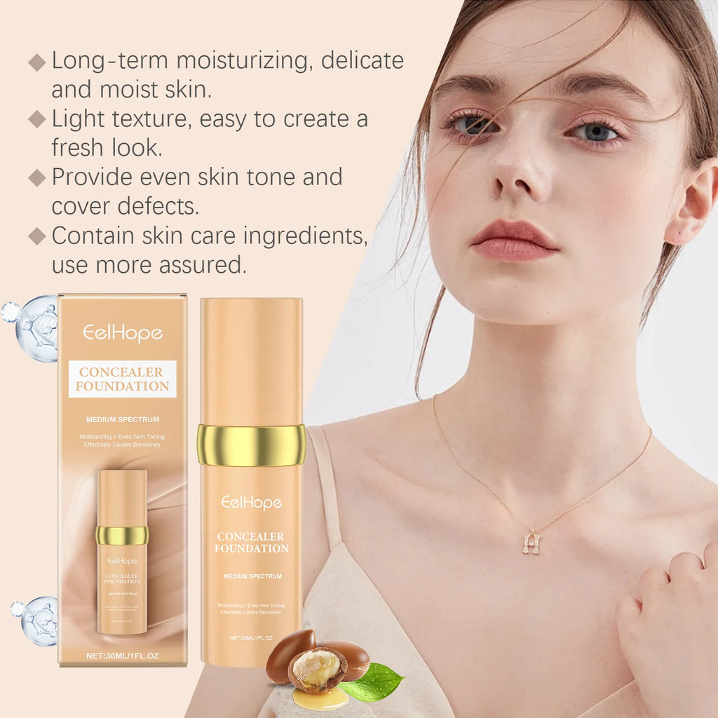 Eelhope Face Concealer Foundation Moisturizing Light Texture Refreshing Sweatproof Smude-proof Smoothing Face Foundation Oasis Select