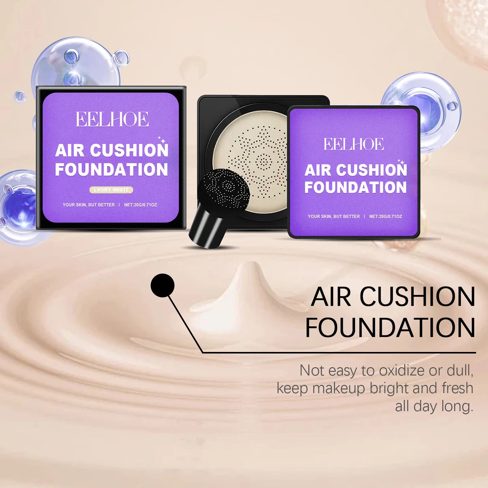 20g Mushroom Head Air Cushion Foundation Moisturizing Concealer Sunscreen Nourishing Long-wearing Natural Glow Makeup Base Oasis Select