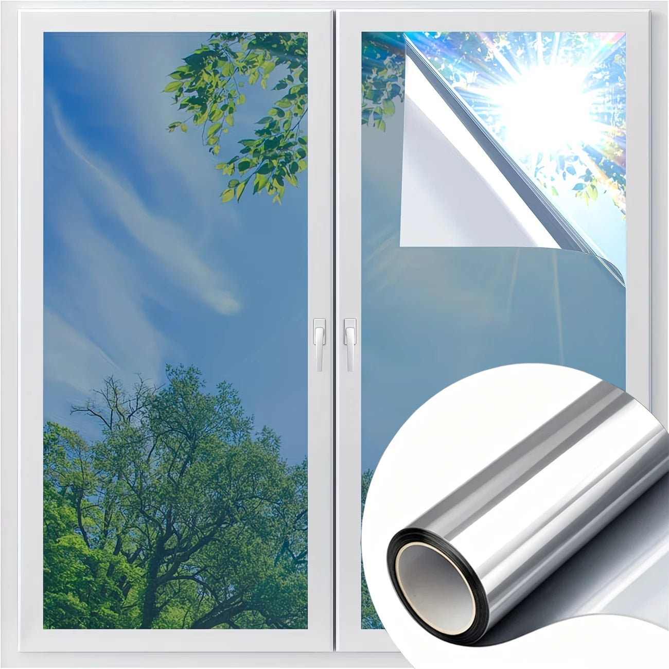 Heat-Insulate Privacy-Protect And Sun-Protective Window Film Electrostatic Adsorption One-Way Vision Heat-Insulate Window Film. Oasis Select zuanshiyin 40cmX3m