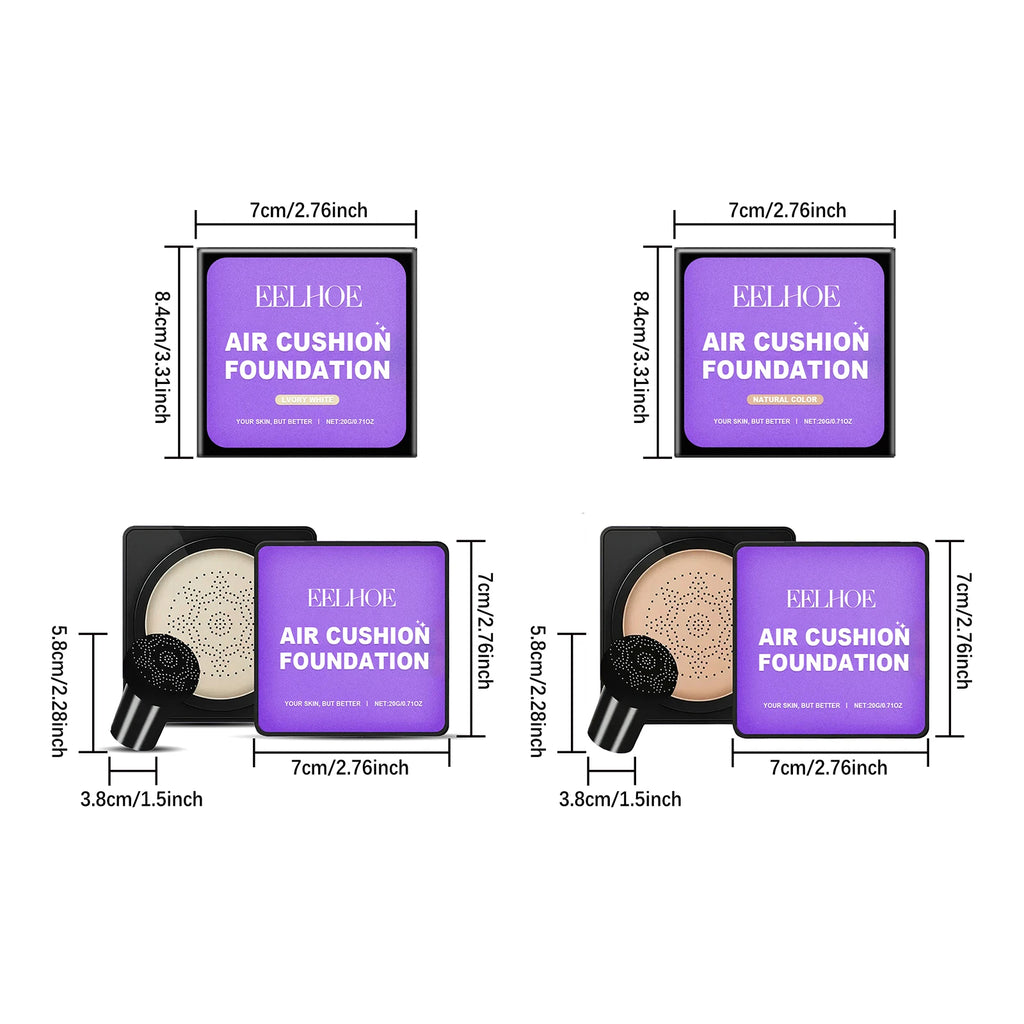 20g Mushroom Head Air Cushion Foundation Moisturizing Concealer Sunscreen Nourishing Long-wearing Natural Glow Makeup Base Oasis Select