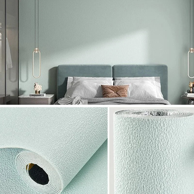 50cm Wide Self-Adhesive PVC 3D Linen Foam Solid Color Thickened Waterproof Background Wall Decoration Wallpaper/Wall Sticker. Oasis Select light green 50cmX10m