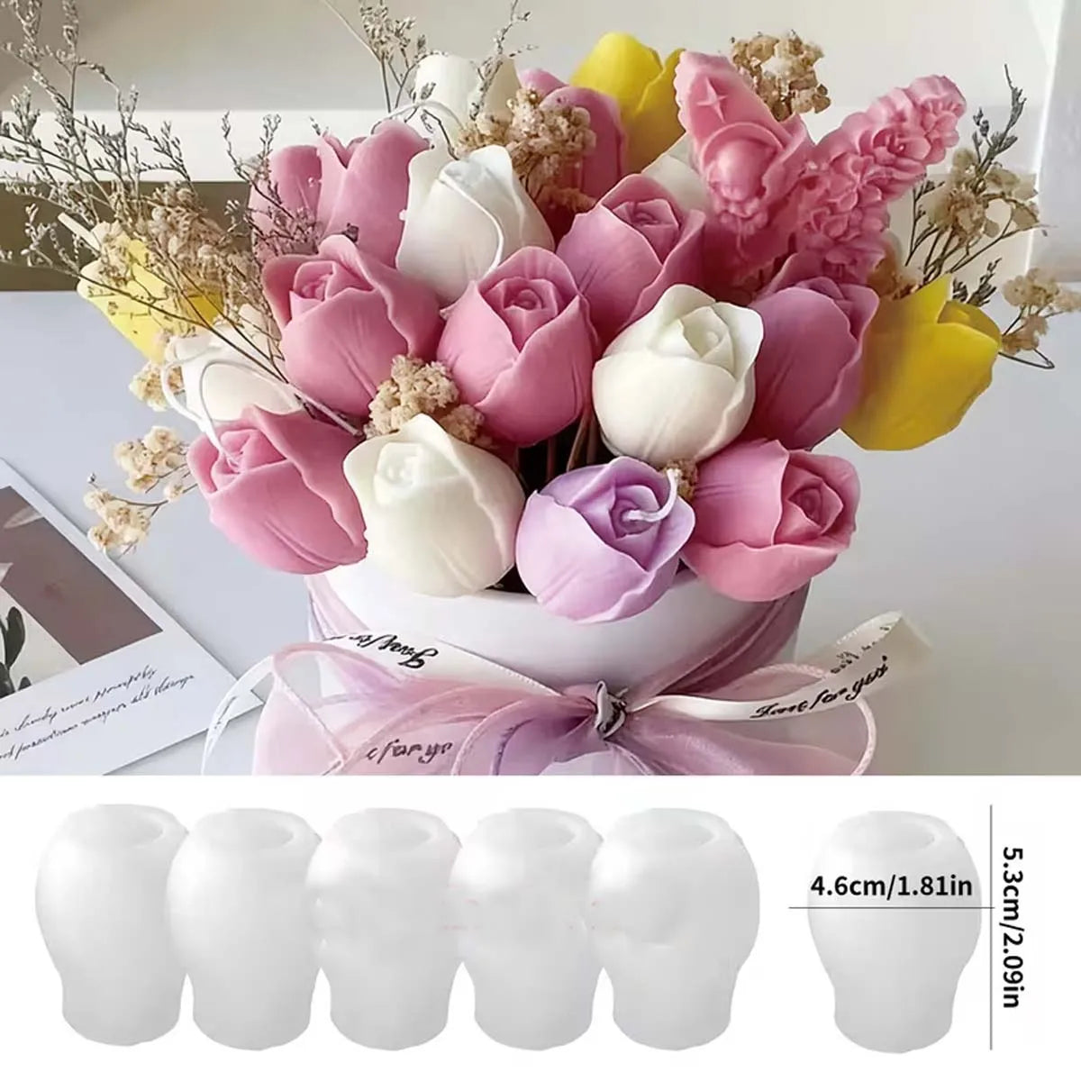 2/3PCS Tulip Flower Silicone Molds 3D Floral Resin Candle Soap Mold Flower  Chocolate Cake Decoration Mold