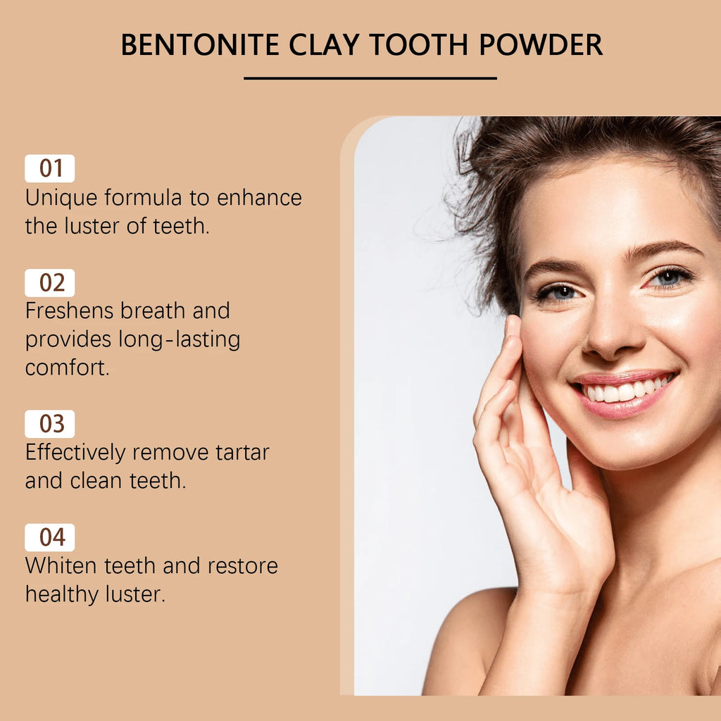 Natural Bentonite Clay Teeth Powder Cleaning Yellow Stains Promote Oral Health Remove Food Residues Refreshing Teeth Care Powder Oasis Select