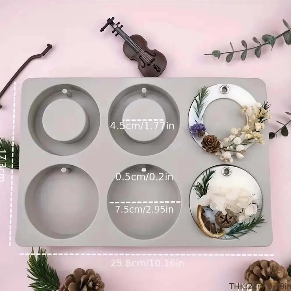 6-Hole Round Silicone Mold for Candles, Wax & Soap Making
