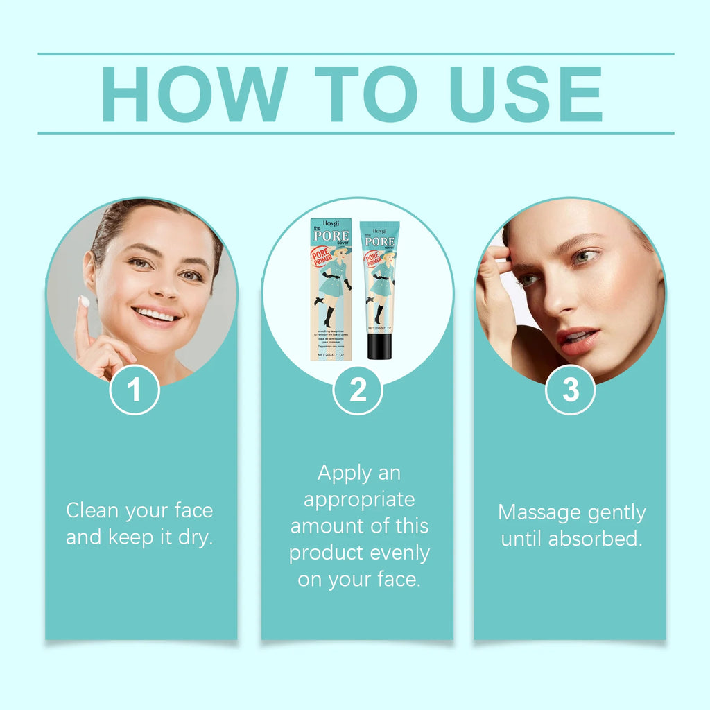 Hoygi Face Makeup Pore Primer Moisturizing Long Lasting Non-sticky Even Skin Tone Oil Control Sweatproof Smoothing Pore Primer Oasis Select