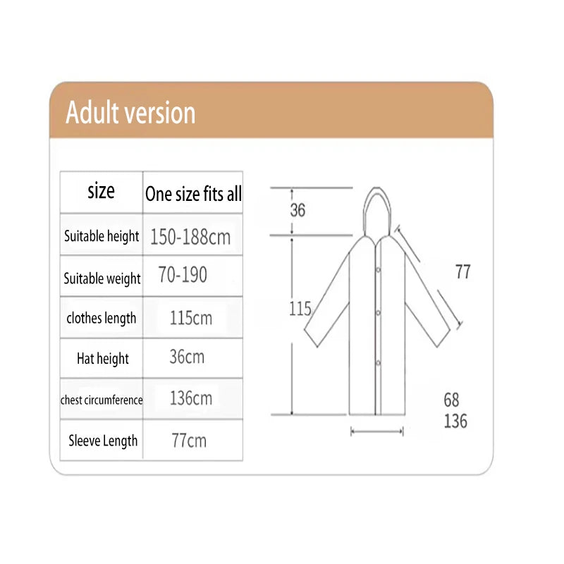 EVA long waterproof raincoat for adults unisex travel hooded raincoat with drawstring suitable for fishing and camping. Oasis Select