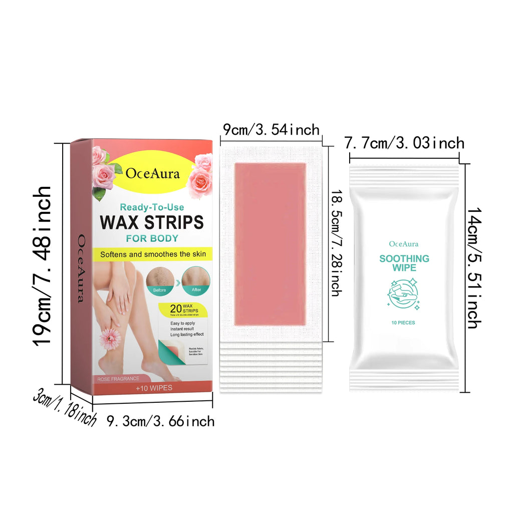 20PCS Rose Hair Removal Wax Strips Non-irritating Gentle Remove Hair Enhance Smoothness Hydrating Hair Remove Wax Strips Oasis Select