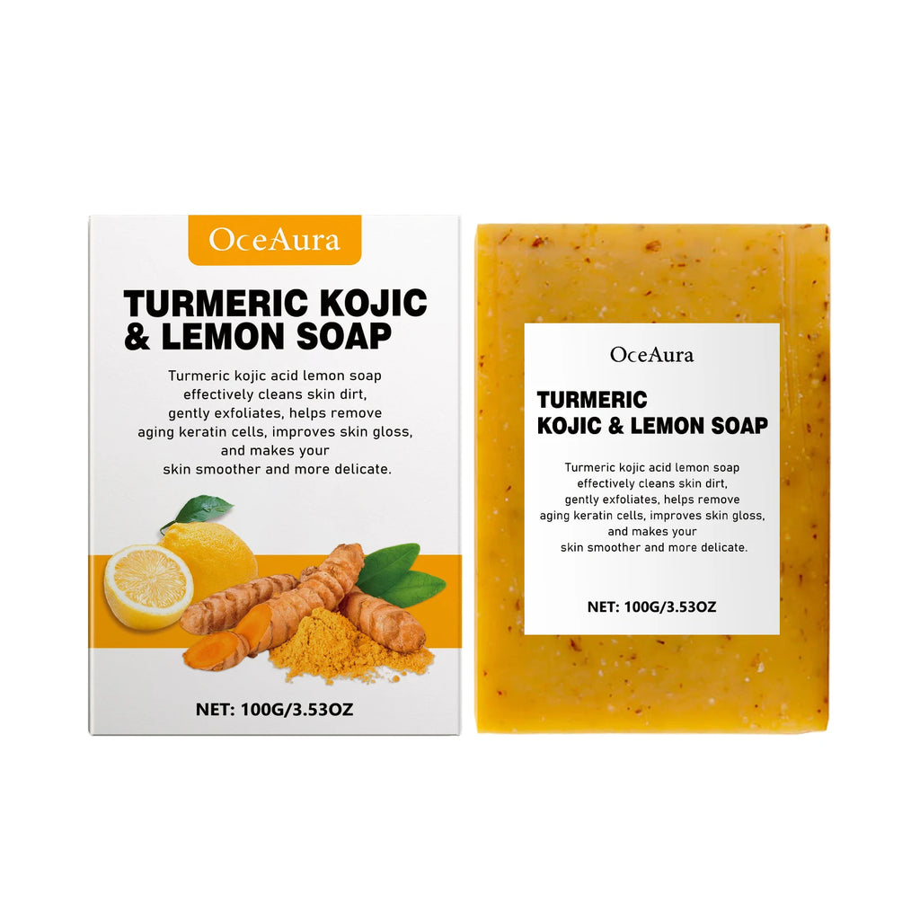 Oceaura Turmeric Lemon Soap Bar for Cleaning Face Body Gentle Cleaning Pores Brightening Skin Tone Smoothing Skin Cleaning Soap Oasis Select 100g United States