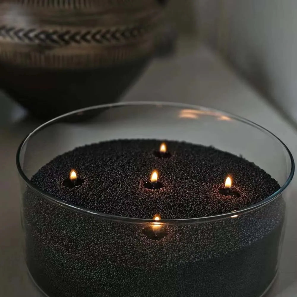 200G Candle Making Kit Black Pearled Sand Beaded Wax DIY Candle Candle Making 10PCS Wicks 2PCS Centering Devices 40 Stickers Dot Oasis Select