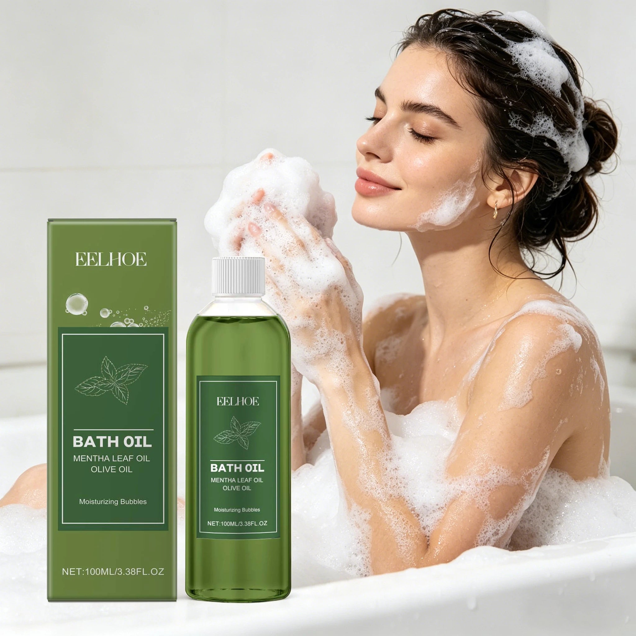 100ML Mint Body Bathing Oil Gentle Cleaning Pores Lasting Fresh Fragrance Moisturizing Reduce Dryness Softening Body Cleaner Oil Oasis Select